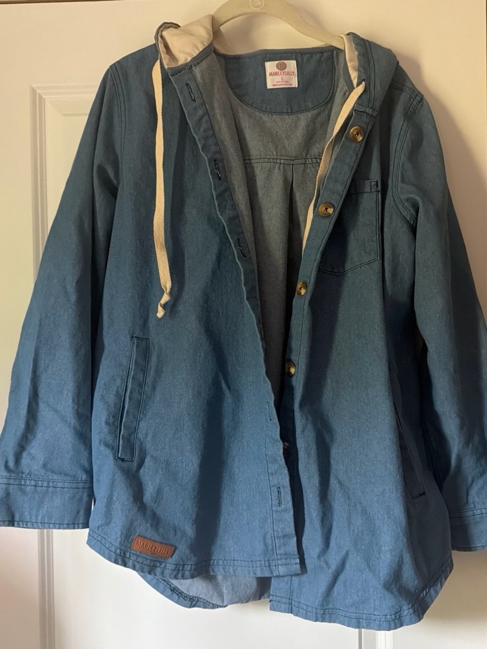 Marleylilly Blue Hooded Denim Jacket